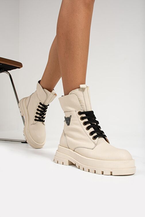 Hammer Jack Lenora Hakiki Deri Bej Kadın Bot - Görsel 4