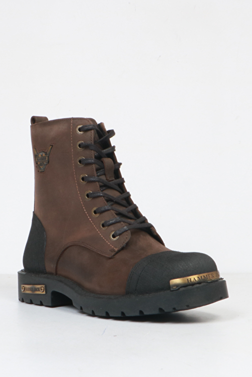 Hammer Jack Hakiki Deri Kahve Crazy Erkek Bot - Görsel 3