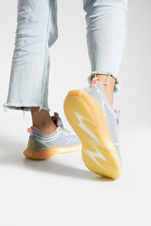 Hammer Jack Gri-Şeftali Kadın Sneaker 14895 - Görsel 4