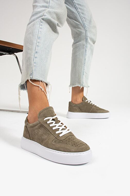 Hammer Jack Haki Kadın Süet Günlük Ayakkabı 15160 - Görsel 4