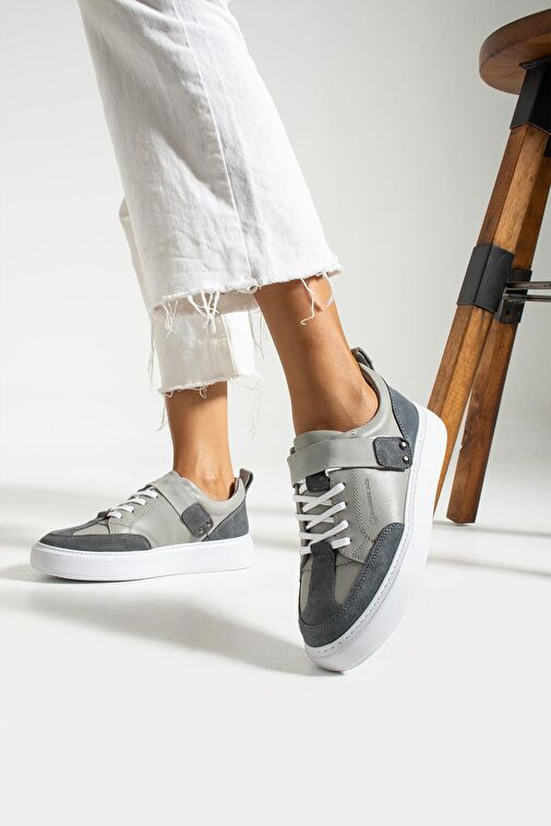 Hammer Jack Bonde Hakiki Deri Gri Kadın Ayakkabı - Görsel 4