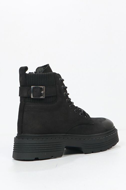 Hammer Jack Carmen Hakiki Deri Siyah Kadın Bot - Görsel 4