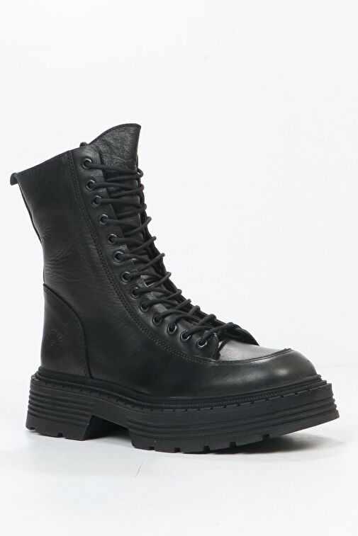 Hammer Jack Loberia Hakiki Deri Siyah Kadın Bot - Görsel 3