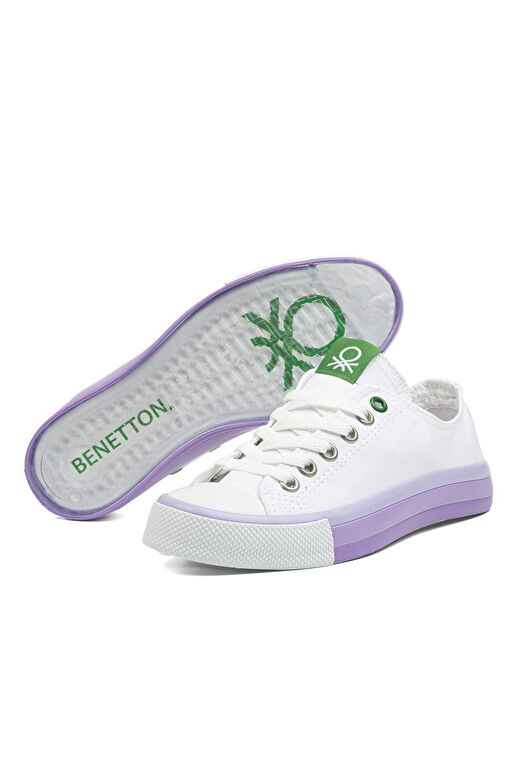 United Colors of Benetton Beyaz-Lila Kadın Sneaker BN-30176-Beyaz Lila - Görsel 3