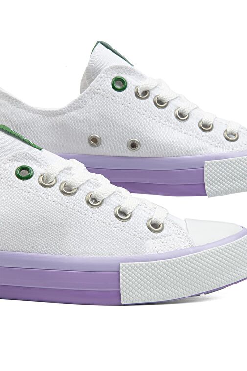 United Colors of Benetton Beyaz-Lila Kadın Sneaker BN-30176-Beyaz Lila - Görsel 6