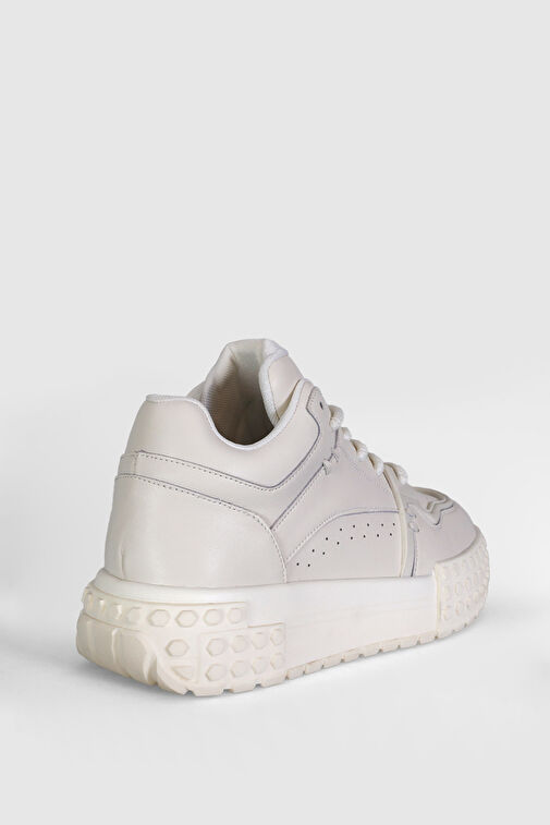 Burton Erkek Deri Sneaker Ayakkabı Beyaz - Görsel 3