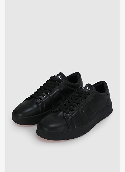 Zeus Erkek Deri Sneaker Ayakkabı Siyah - Görsel 5