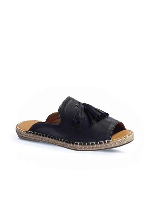 Bueno Shoes Siyah Deri Kadın Espadril Terlik 01wj0311 - Görsel 3