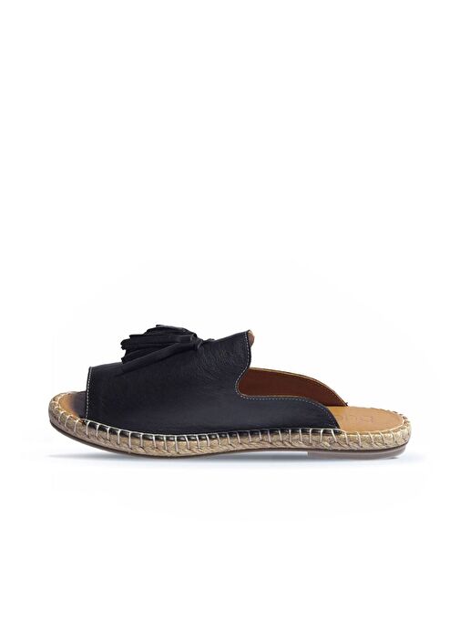 Bueno Shoes Siyah Deri Kadın Espadril Terlik 01wj0311 - Görsel 4