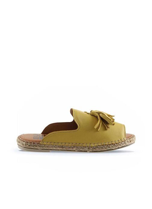Bueno Shoes Sarı Deri Kadın Espadril Terlik 01wj0311 - Görsel 3