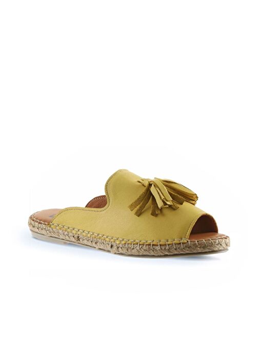 Bueno Shoes Sarı Deri Kadın Espadril Terlik 01wj0311 - Görsel 4