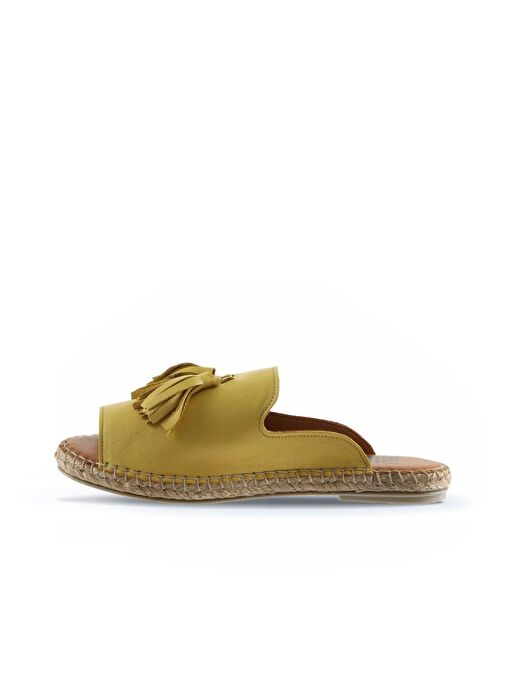 Bueno Shoes Sarı Deri Kadın Espadril Terlik 01wj0311 - Görsel 5
