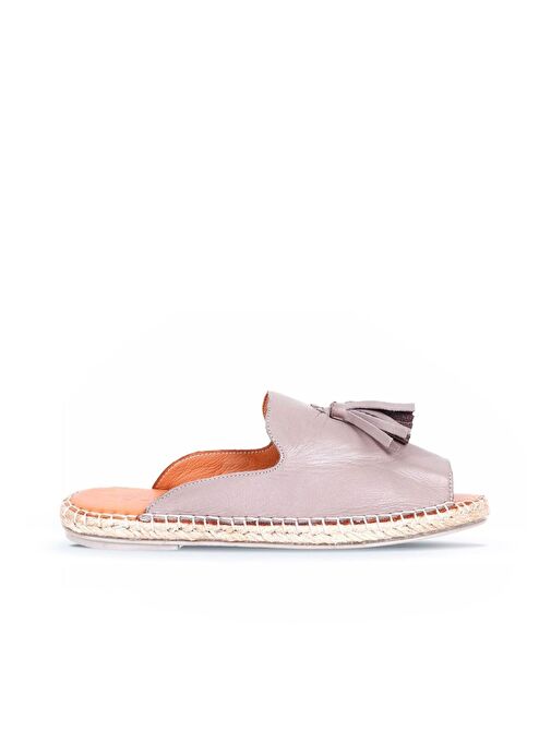 Bueno Shoes Gri Deri Kadın Espadril Terlik 01wj0311 - Görsel 2