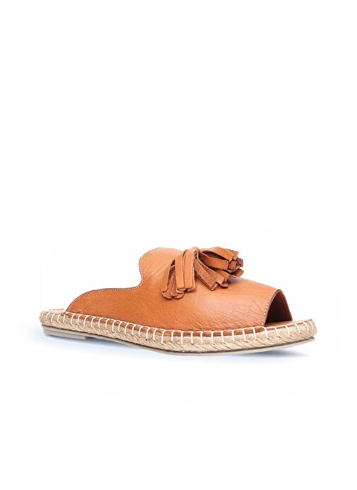 Bueno Shoes Taba Deri Kadın Espadril Terlik 01wj0311 - Görsel 3