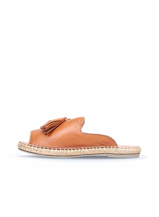 Bueno Shoes Taba Deri Kadın Espadril Terlik 01wj0311 - Görsel 4