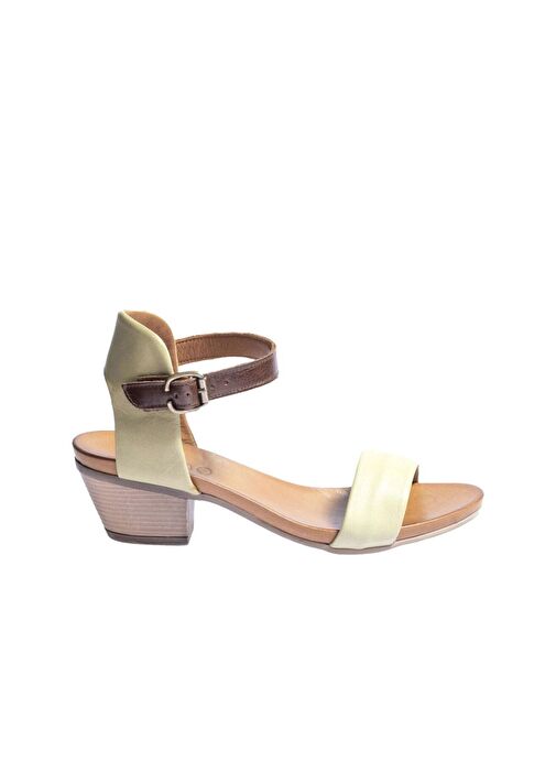 Bueno Shoes Haki Deri Kadın Topuklu Sandalet 01wj1802 - Görsel 2