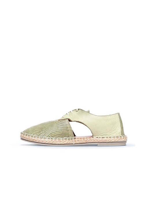 Bueno Shoes Haki Deri Kadın Espadril Ayakkabı 01wl0451 - Görsel 4