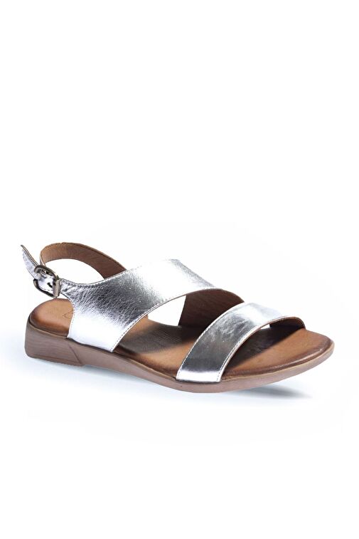 Bueno Shoes Gümüş Deri Kadın Sandalet 01wl1508 - Görsel 3