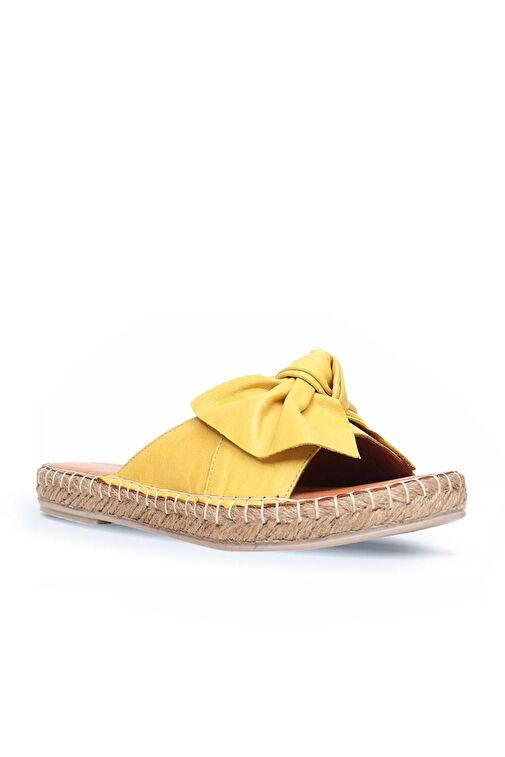 Bueno Shoes Sarı Deri Kadın Espadril Terlik 01wl4605 - Görsel 3