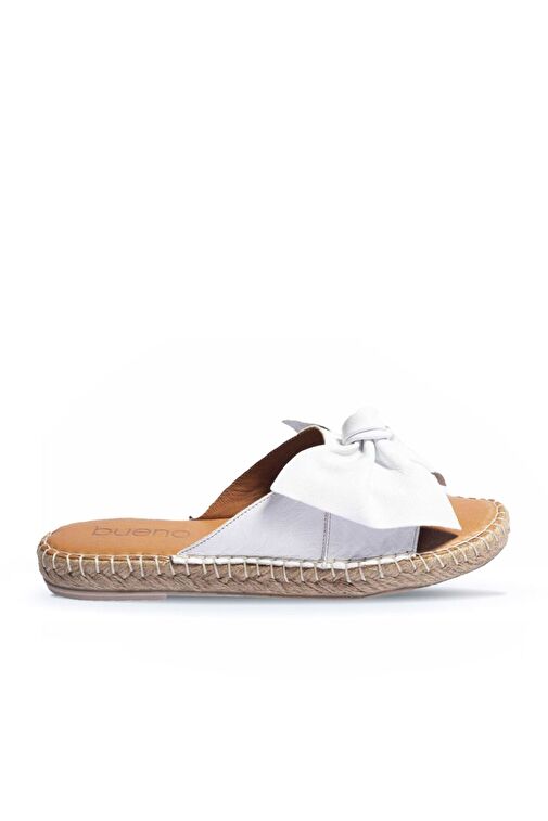 Bueno Shoes Beyaz Deri Kadın Espadril Terlik 01wl4605 - Görsel 2