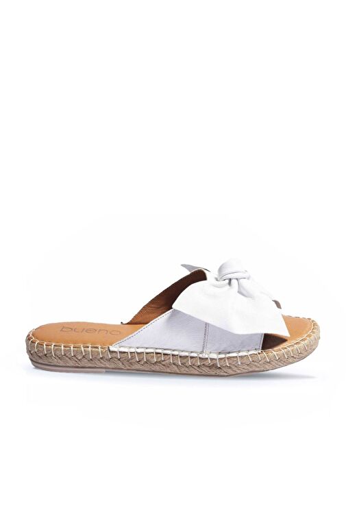 Bueno Shoes Beyaz Deri Kadın Espadril Terlik 01wl4605 - Görsel 3