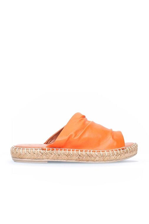 Bueno Shoes Turuncu Deri Kadın Espadril Terlik 01wl4617 - Görsel 2