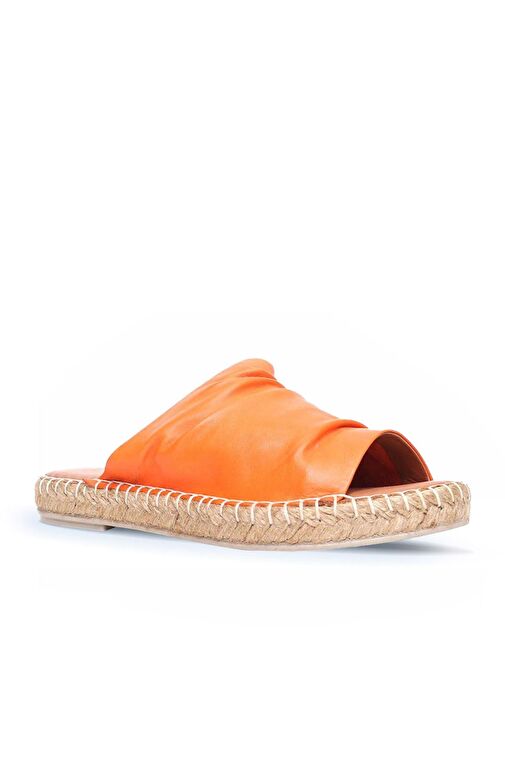 Bueno Shoes Turuncu Deri Kadın Espadril Terlik 01wl4617 - Görsel 3