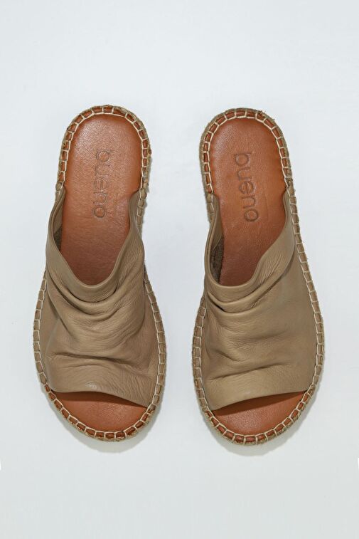 Bueno Shoes Vizon Deri Kadın Espadril Terlik 01wl4617 - Görsel 2