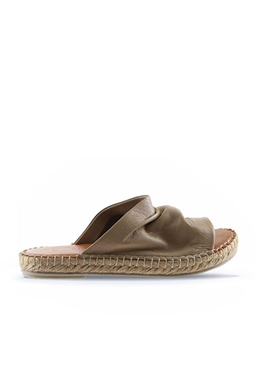 Bueno Shoes Vizon Deri Kadın Espadril Terlik 01wl4617 - Görsel 3