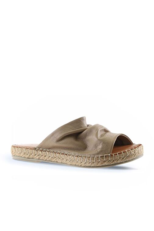 Bueno Shoes Vizon Deri Kadın Espadril Terlik 01wl4617 - Görsel 4