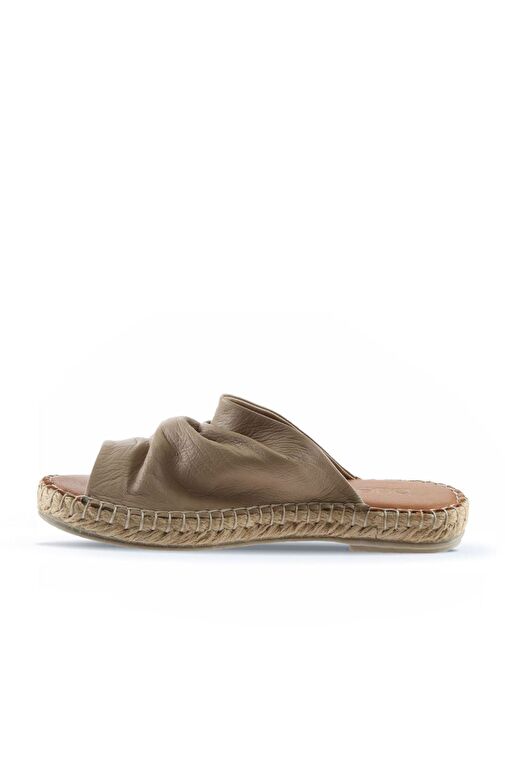 Bueno Shoes Vizon Deri Kadın Espadril Terlik 01wl4617 - Görsel 5