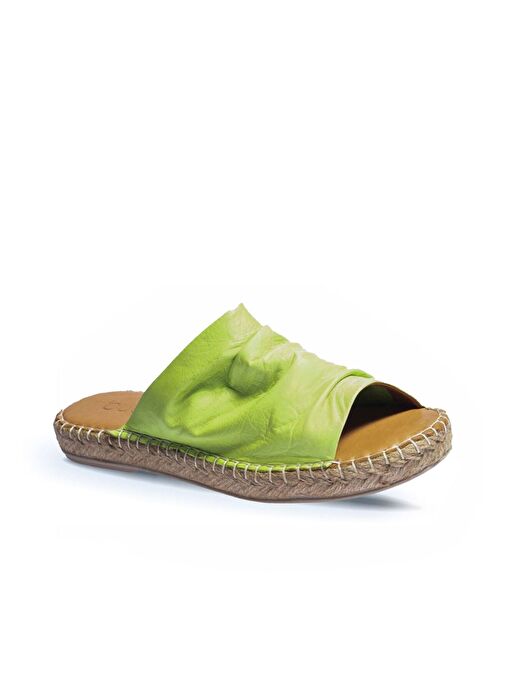 Bueno Shoes Yeşil Deri Kadın Espadril Terlik 01wl4617 - Görsel 3