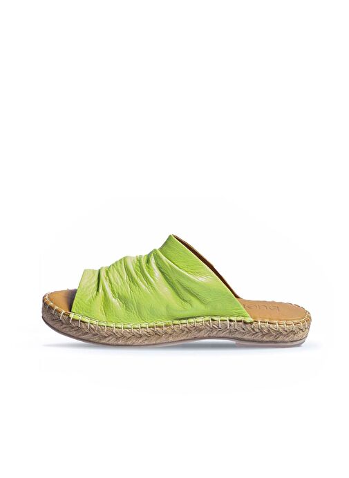 Bueno Shoes Yeşil Deri Kadın Espadril Terlik 01wl4617 - Görsel 4