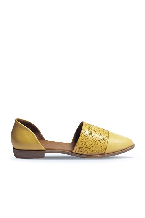 Bueno Shoes Sarı Deri Kadın Düz Babet 01wn0101 - Görsel 2