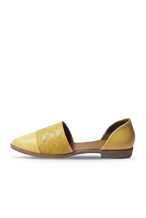 Bueno Shoes Sarı Deri Kadın Düz Babet 01wn0101 - Görsel 4