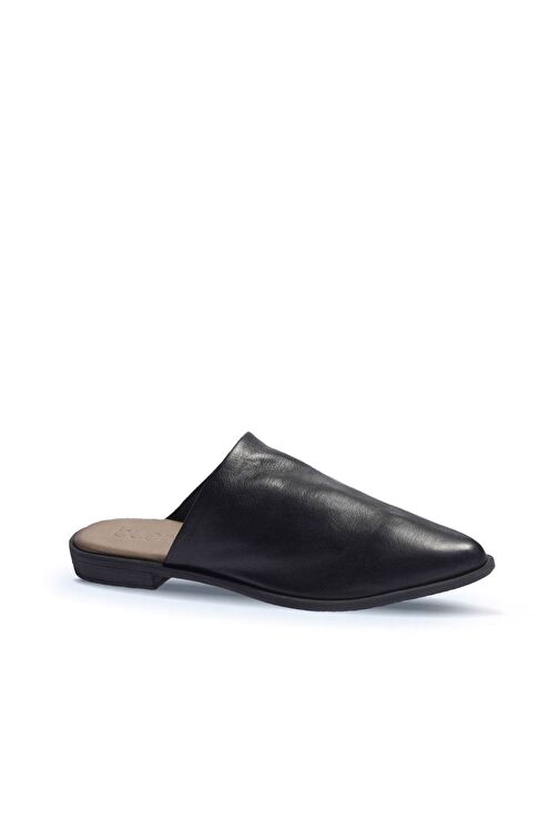 Bueno Shoes Siyah Deri Kadın Düz Terlik 01wn0124 - Görsel 3