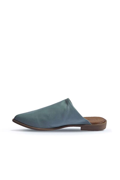 Bueno Shoes Mavi Deri Kadın Düz Terlik 01wn0124 - Görsel 4
