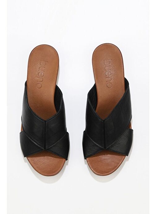 Bueno Shoes Siyah Deri Kadın Topuklu Terlik 01wn0402 - Görsel 2