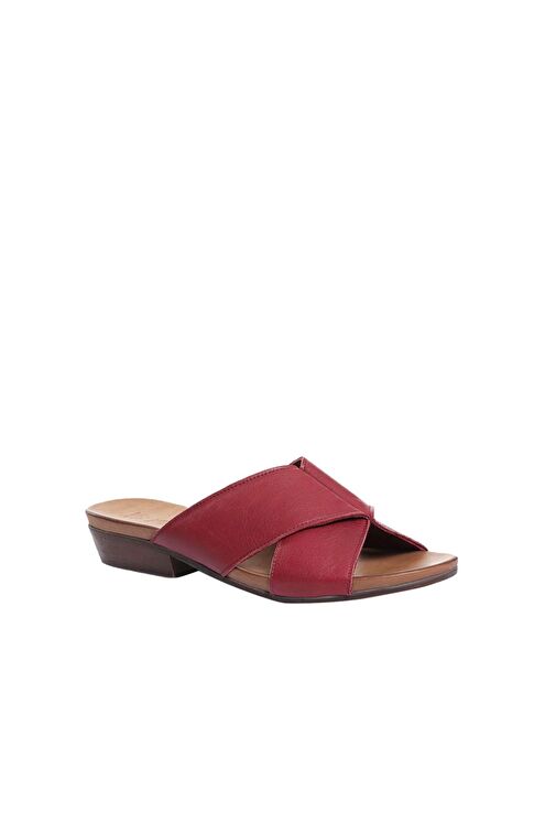 Bueno Shoes Bordo Deri Kadın Topuklu Terlik 01wn0402 - Görsel 3