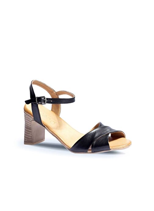 Bueno Shoes Siyah Deri Kadın Topuklu Sandalet 01wn1501 - Görsel 3