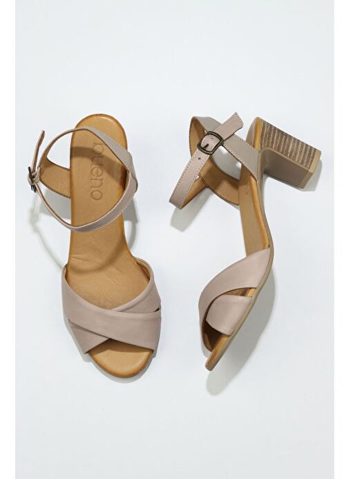 Bueno Shoes Gri Deri Kadın Topuklu Sandalet 01wn1501 - Görsel 2