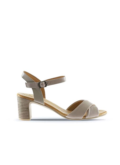 Bueno Shoes Gri Deri Kadın Topuklu Sandalet 01wn1501 - Görsel 3