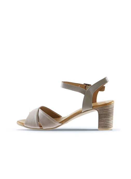 Bueno Shoes Gri Deri Kadın Topuklu Sandalet 01wn1501 - Görsel 5