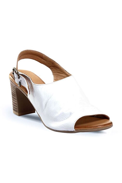 Bueno Shoes Beyaz Deri Kadın Topuklu Sandalet 01wn1513 - Görsel 3