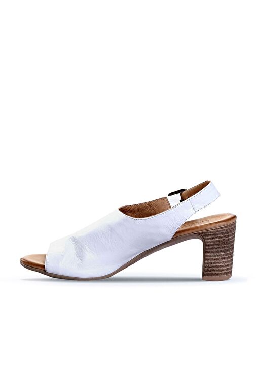 Bueno Shoes Beyaz Deri Kadın Topuklu Sandalet 01wn1513 - Görsel 4
