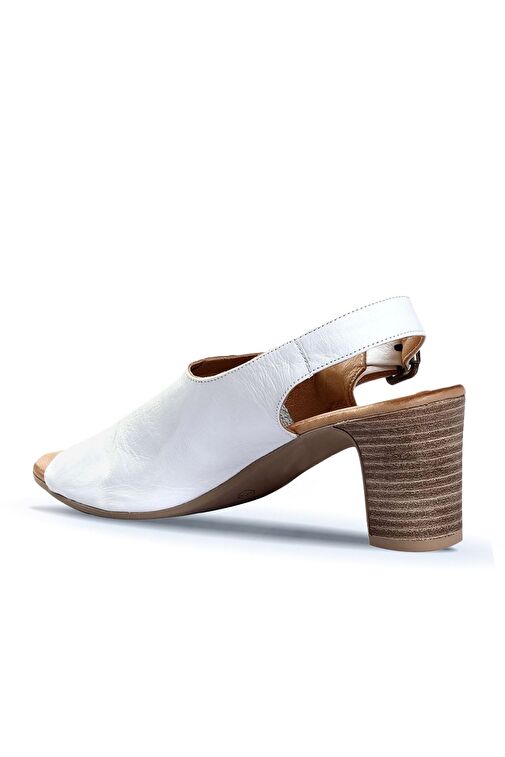 Bueno Shoes Beyaz Deri Kadın Topuklu Sandalet 01wn1513 - Görsel 5