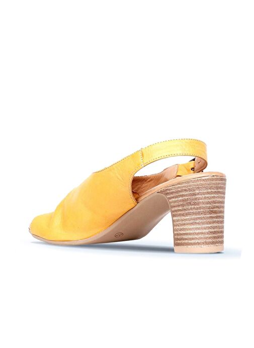 Bueno Shoes Sarı Deri Kadın Topuklu Sandalet 01wn1513 - Görsel 5