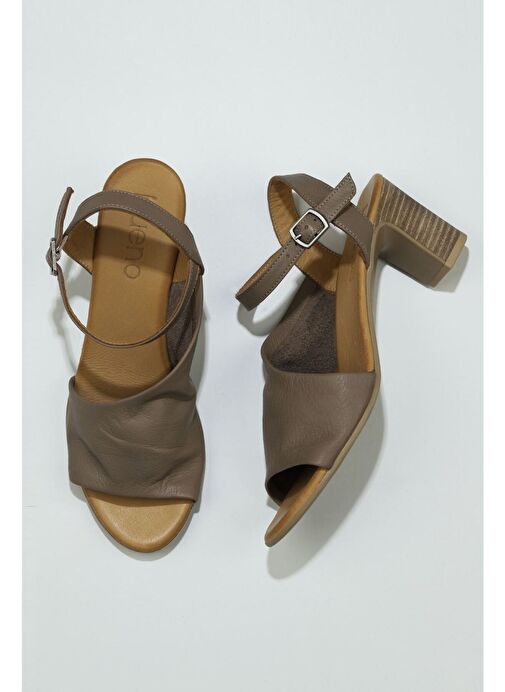 Bueno Shoes Gri Deri Kadın Topuklu Sandalet 01wn1519 - Görsel 2