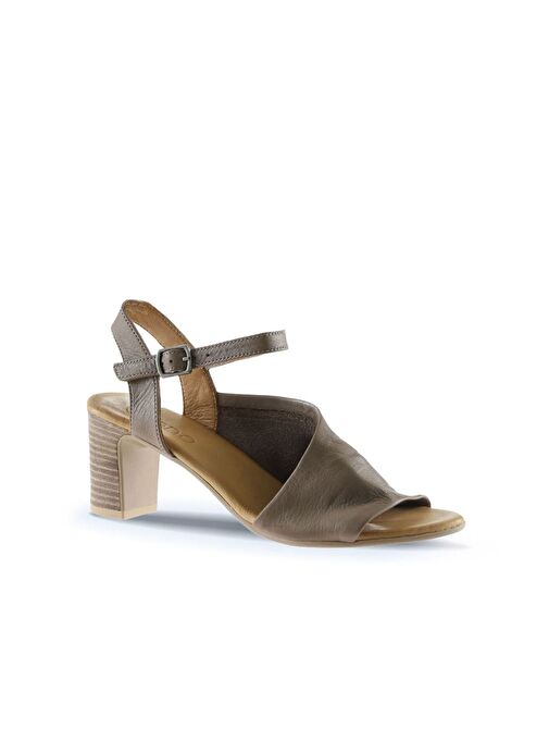 Bueno Shoes Gri Deri Kadın Topuklu Sandalet 01wn1519 - Görsel 4