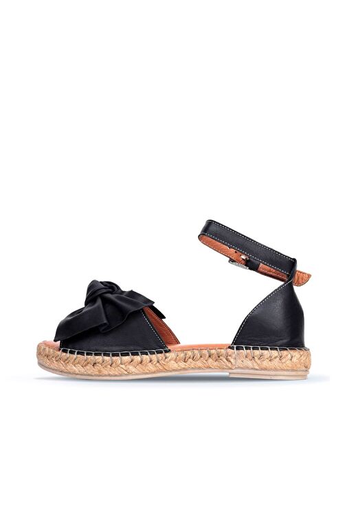 Bueno Shoes Siyah Deri Kadın Espadril Sandalet 01wn3008 - Görsel 4